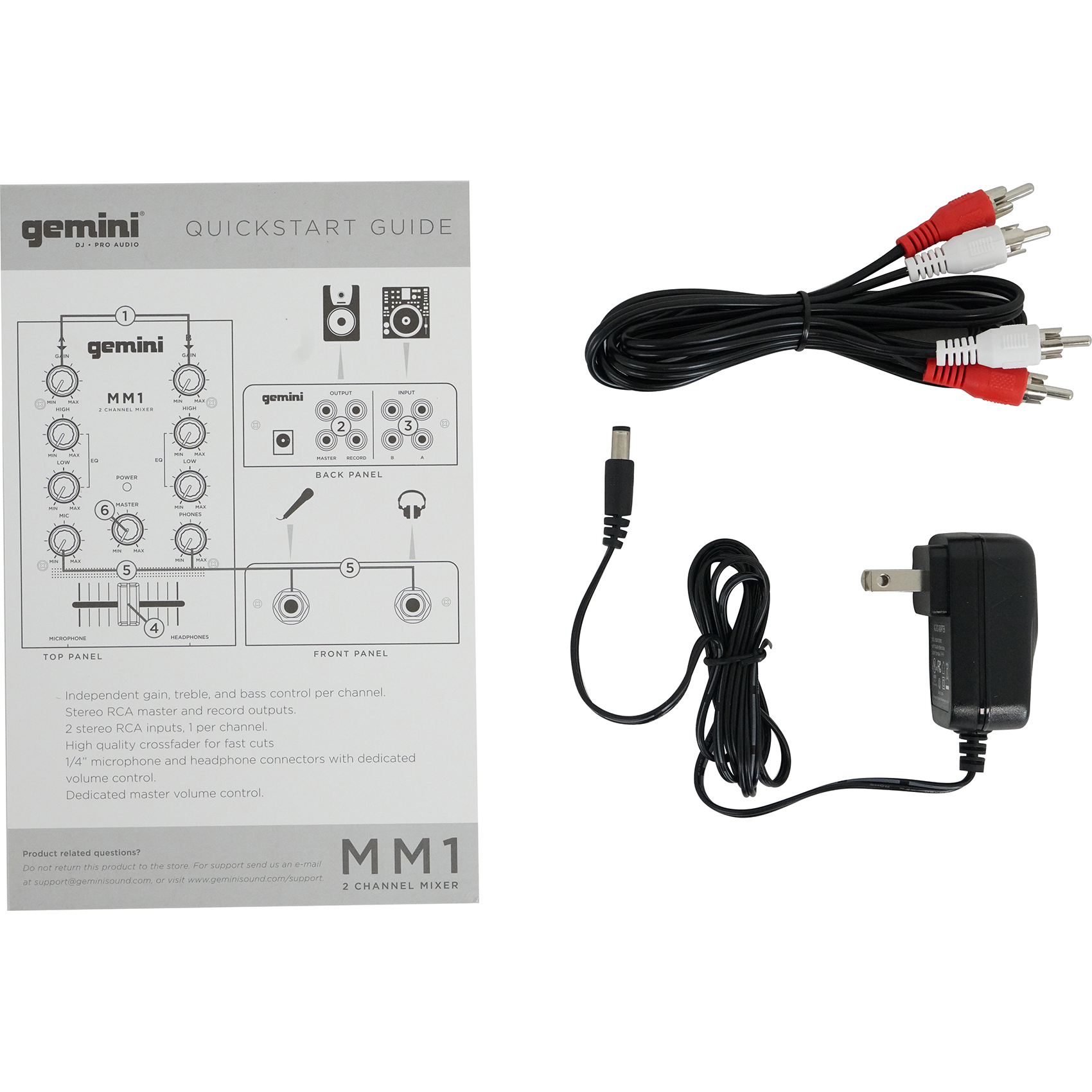 Gemini MM1 Pocket-Sized 2-Channel DJ Mixer w/ 2-Band EQ+Laptop