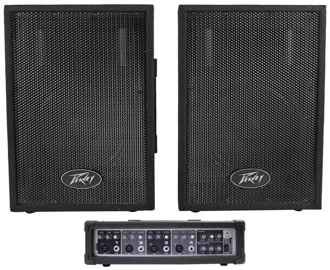 (2) Peavey PVI10 10" PA Speakers+PVI4B 4 Channel Powered Mixer ...