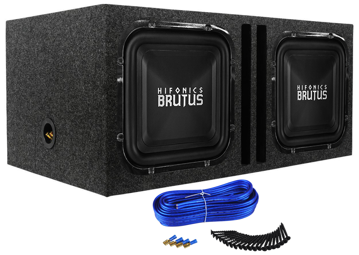 (2) Hifonics BRZ12SQD4 12" 2400w Square Car Subwoofers+Vented Sub