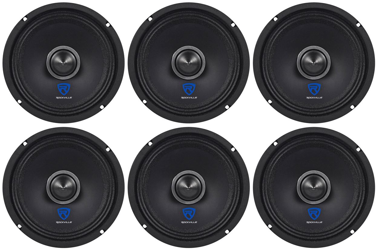 (6) Rockville RXM68 6.5" 900w 8 Ohm MidRange Drivers Car Speakers, Mid