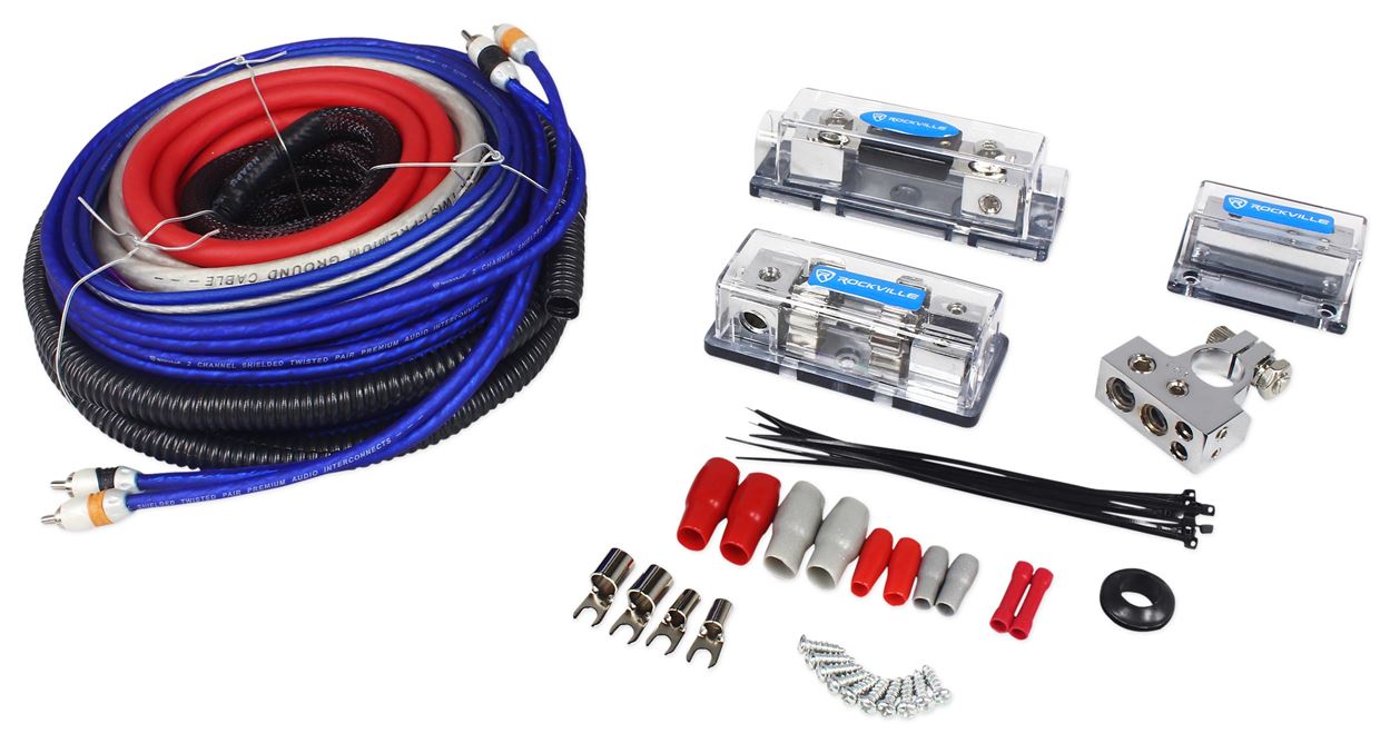 Rockville RDA4+8K Dual 4/8 AWG MultiAmp True Gauge Wire Kit+2 Farad