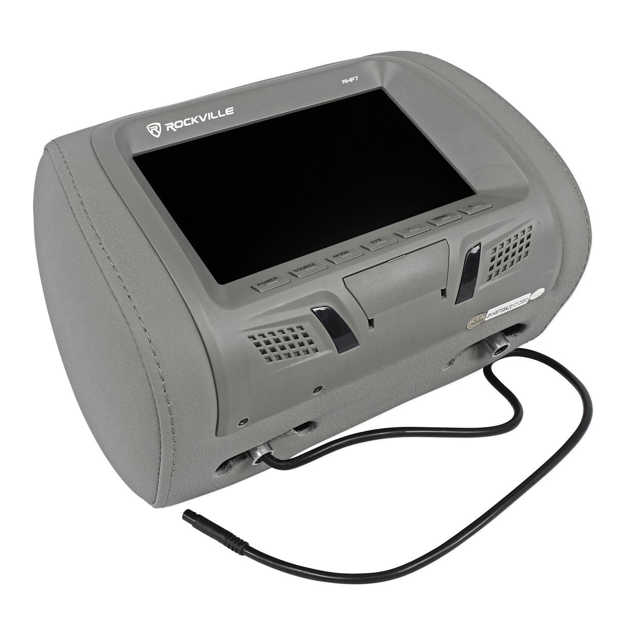 Pair Rockville RHP7GR 7” Grey TFTLCD Car Headrest Monitors+2 Wireless