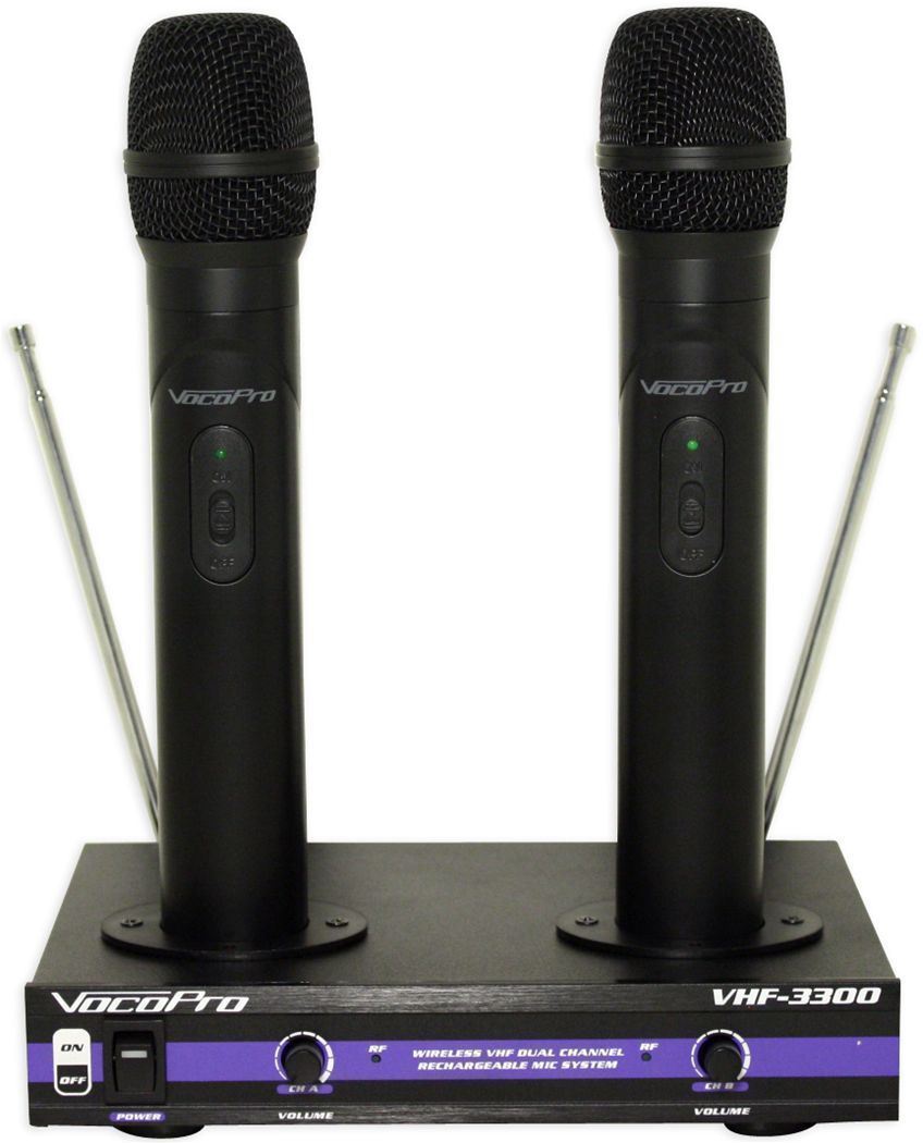 Vocopro VHF-3300 2 Channel VHF Dual Rechargeable Wireless Microphone ...