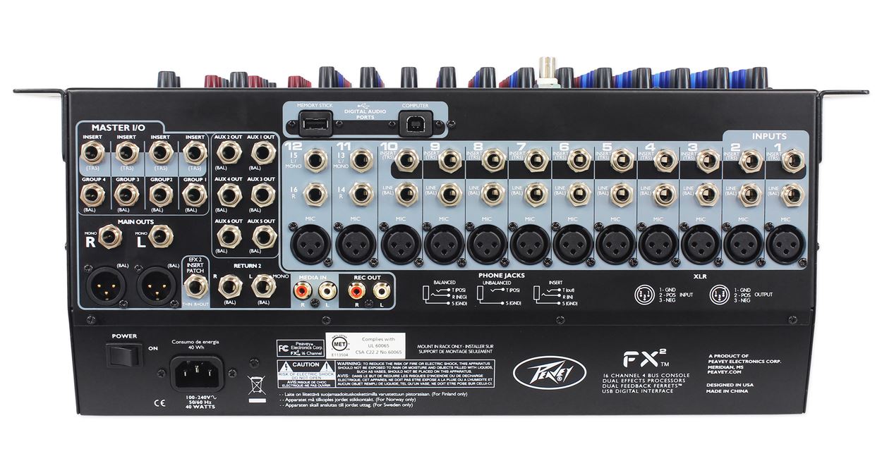 Peavey FX2 16 16x4x2 Professional Mixer w/ 2 USB Ports +Dual DSP FX