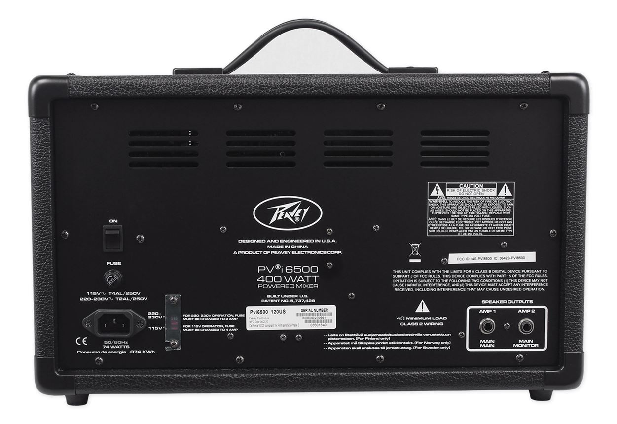 Peavey Pvi6500 400 Watt 6-Channel Powered Live Sound Mixer w/ Bluetooth
