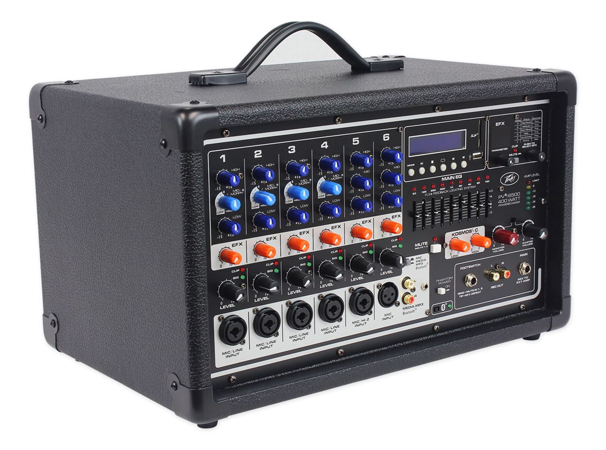 Peavey Pvi6500 400 Watt 6Channel Powered Live Sound Mixer w/ Bluetooth