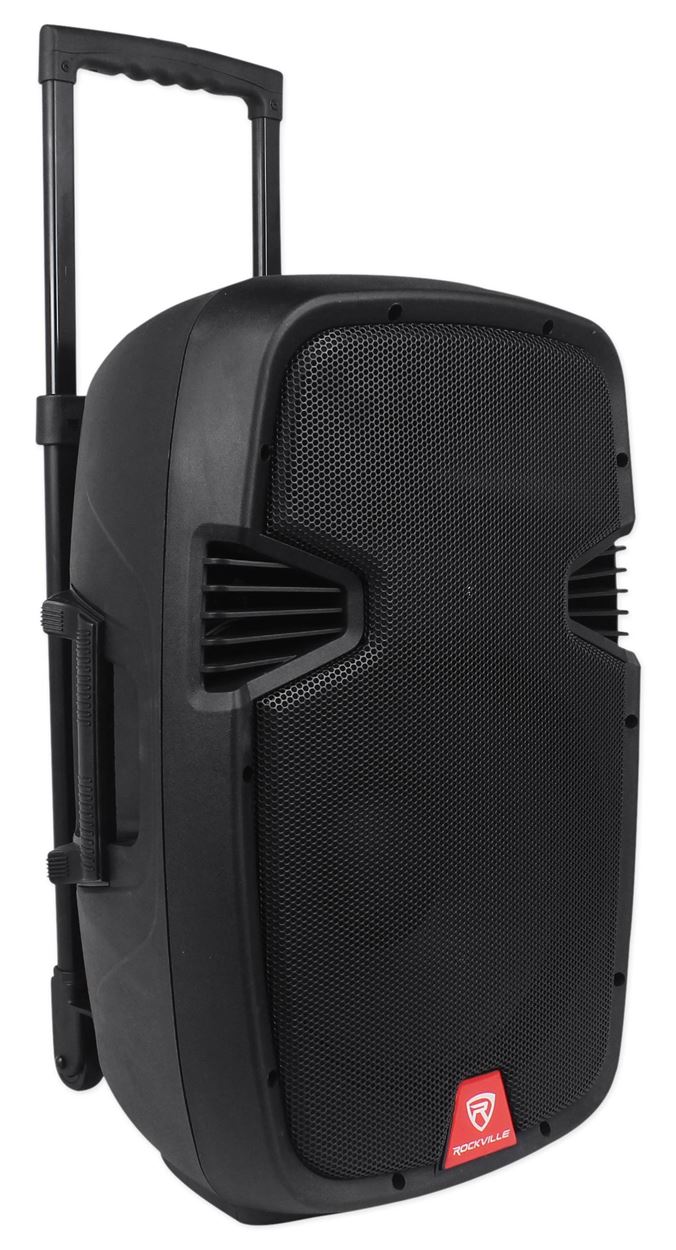 Rockville RAM12BT 12" Rechargable Powered 600W PA Speaker, 2 Mics