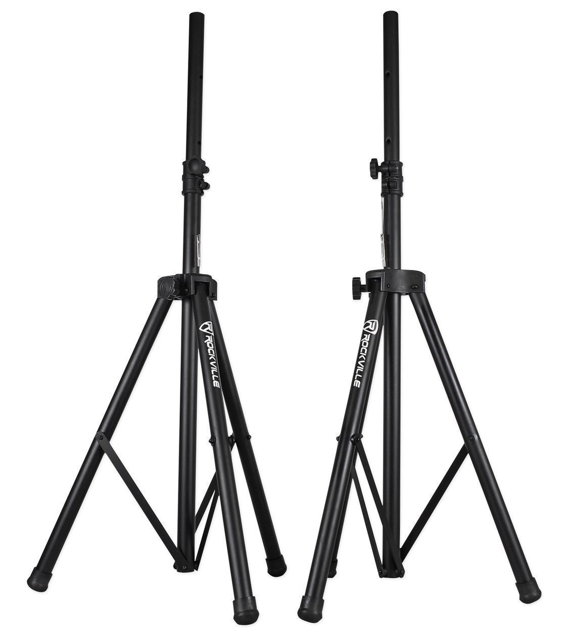 Pair of Rockville Tripod DJ PA Speaker Stands + Carrying Case Black